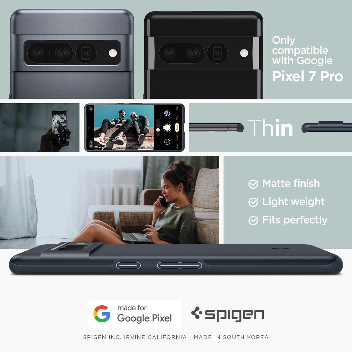 Spigen® Thin Fit™ ACS04734 Google Pixel 7 Pro Case - Metal Slate