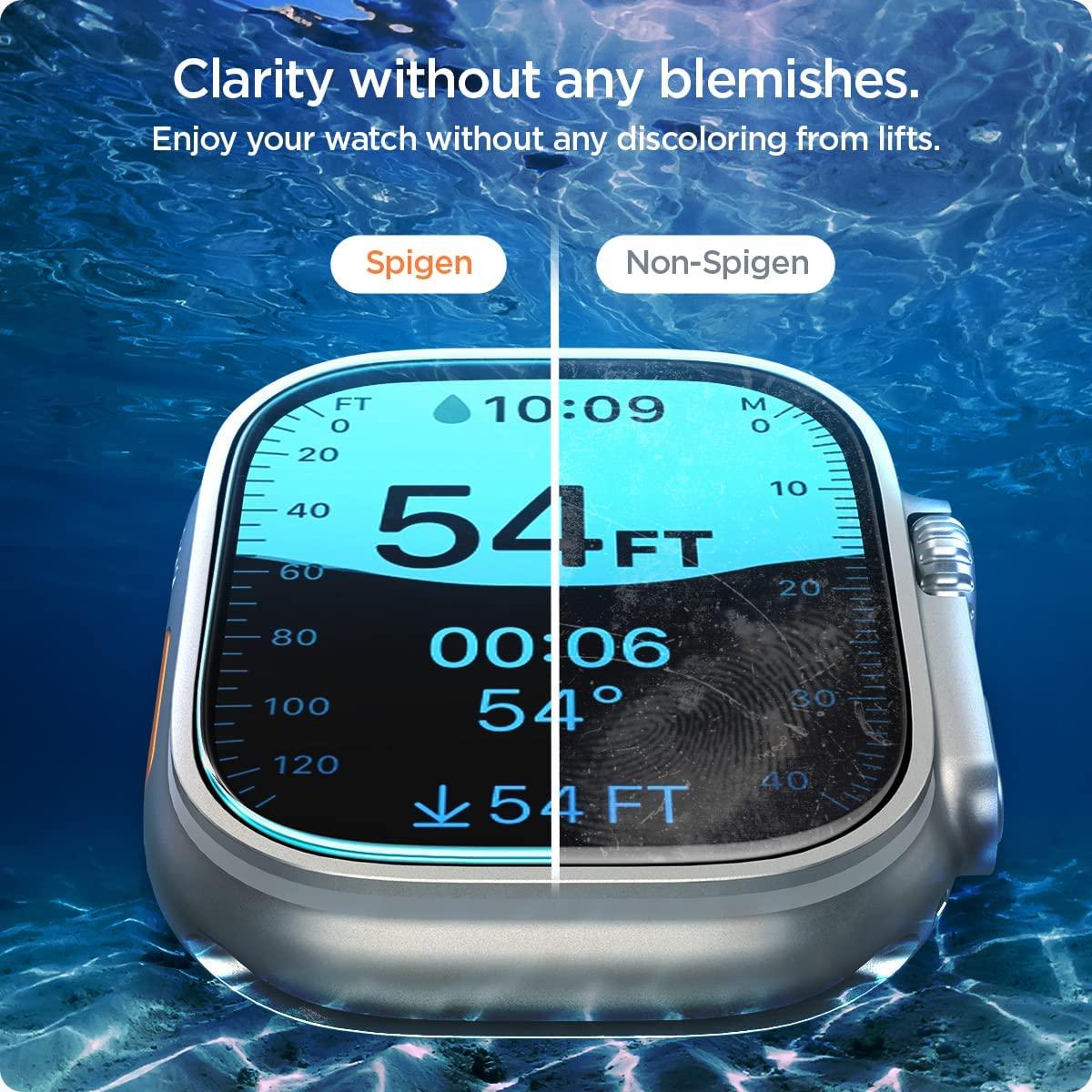 Spigen® (x2.Pack) GLAS.tR™ EZ FIT™ HD AGL05556 Apple Watch Ultra (49mm) Premium Tempered Glass Screen Protector