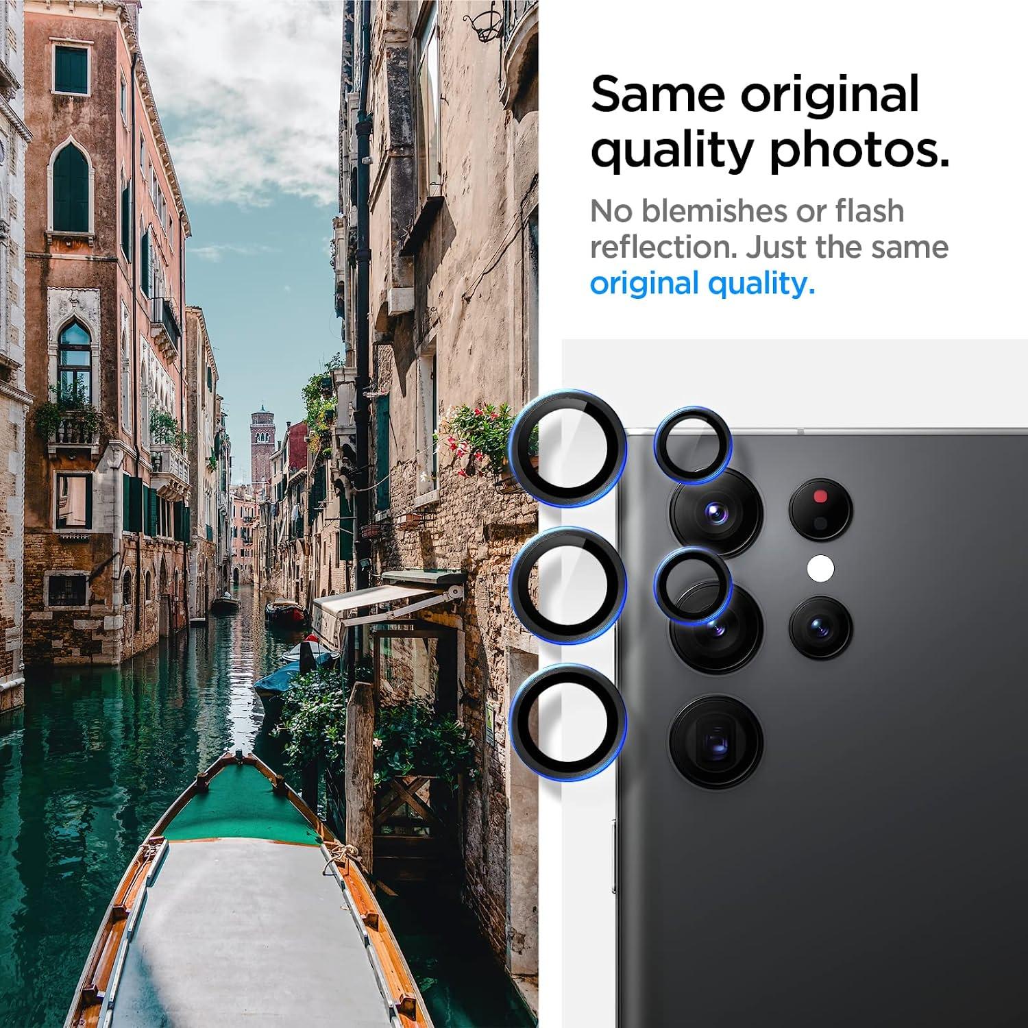 Spigen® (x2.Pack) GLAS.tR™ EZ FIT™ OPTIK PRO AGL04751 Samsung Galaxy S22 Ultra Premium Tempered Glass Camera Lens Protector – Black