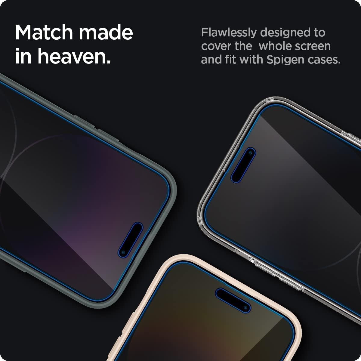 Spigen® (x2.Pack) GLAS.tR™ EZ FIT™ Privacy HD AGL05203 iPhone 14 Pro Max Premium Tempered Glass Screen Protector