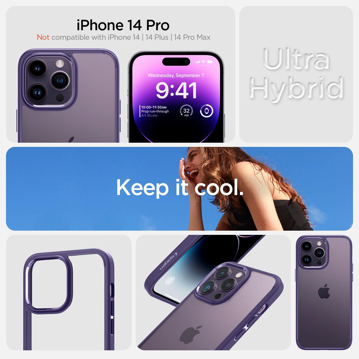 Spigen® Ultra Hybrid™ ACS05577 iPhone 14 Pro Case - Deep Purple