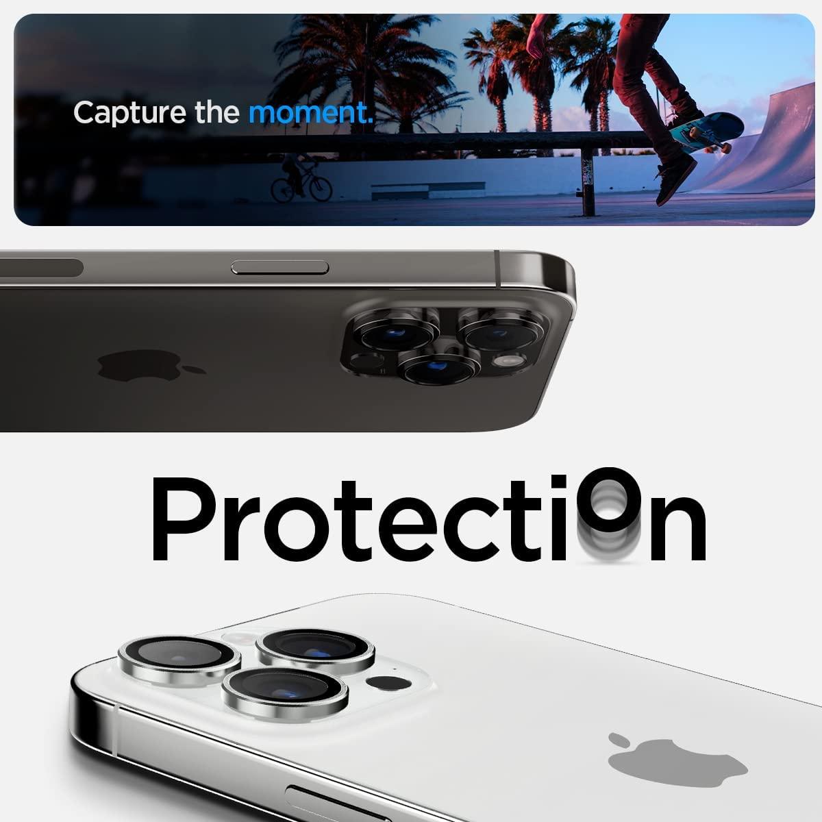 Spigen® (x2.Pack) GLAS.tR™ EZ FIT™ OPTIK PRO AGL05599 iPhone 14 Pro Max / 14 Pro Premium Tempered Glass Camera Lens Protector - Silver