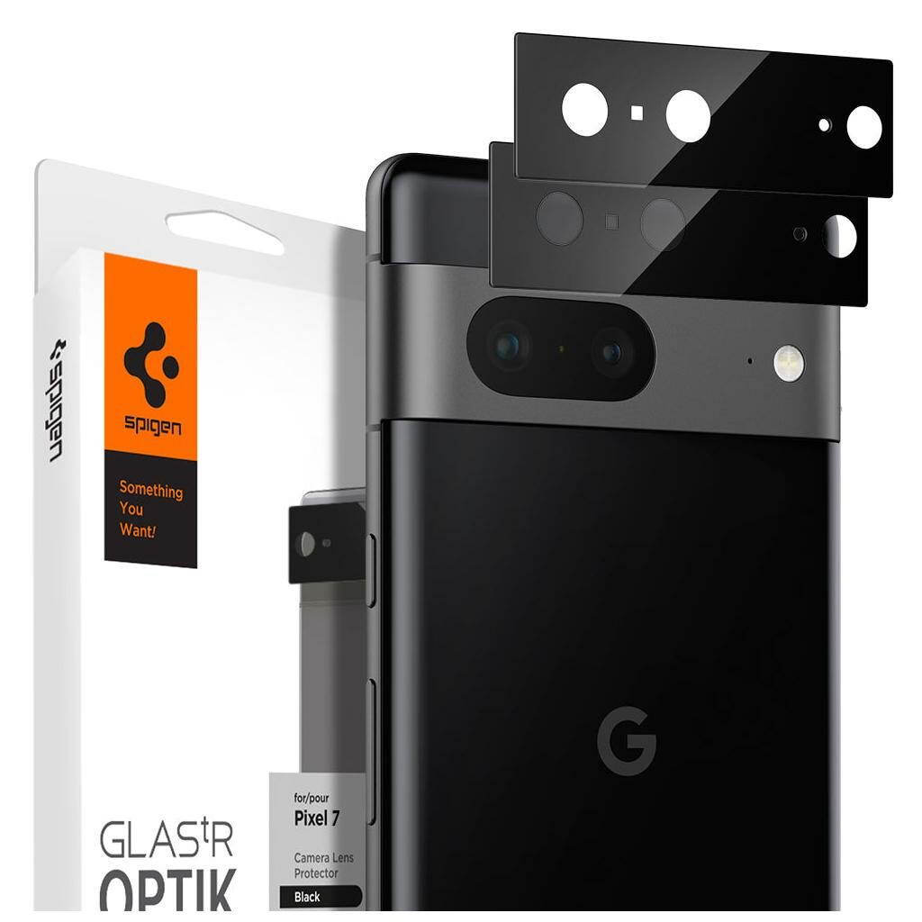 Spigen® (x2.Pack) GLAS.tR™ OPTIK AGL05471 Google Pixel 7 Premium Tempered Glass Camera Lens Protector – Black