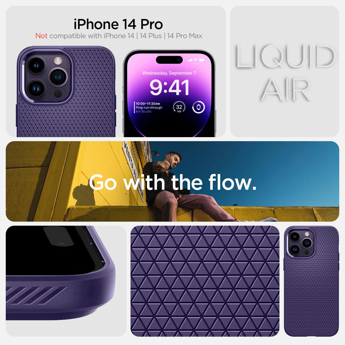 Spigen® Liquid Air™ ACS05578 iPhone 14 Pro Case - Deep Purple