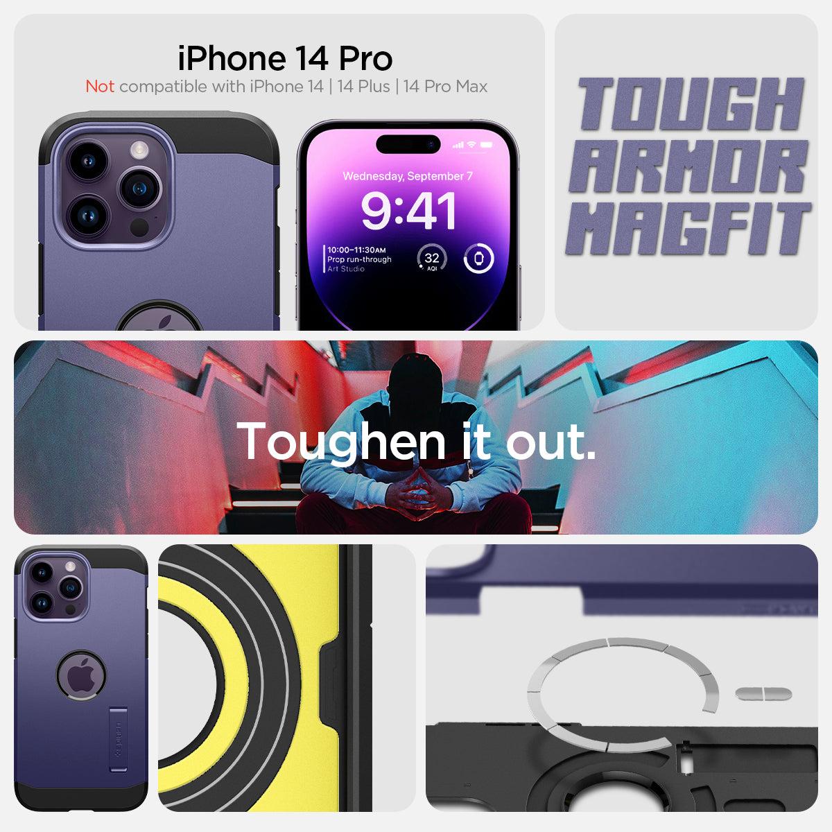 Spigen® Tough Armor™ (MagFit) ACS05579 iPhone 14 Pro Case - Deep Purple