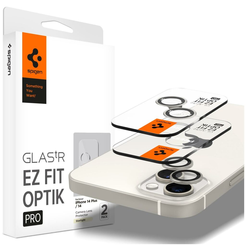 Spigen® (x2.Pack) GLAS.tR™ EZ FIT™ OPTIK PRO AGL05604 iPhone 14 / 14 Plus Premium Tempered Glass Camera Lens Protector - Starlight