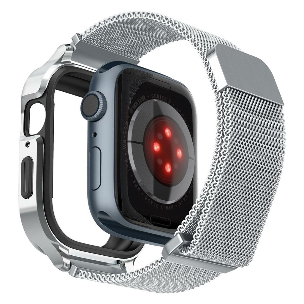 Spigen® Metal Fit Pro ACS04584 Apple Watch Series 8 / 7 (45mm) Case – Silver