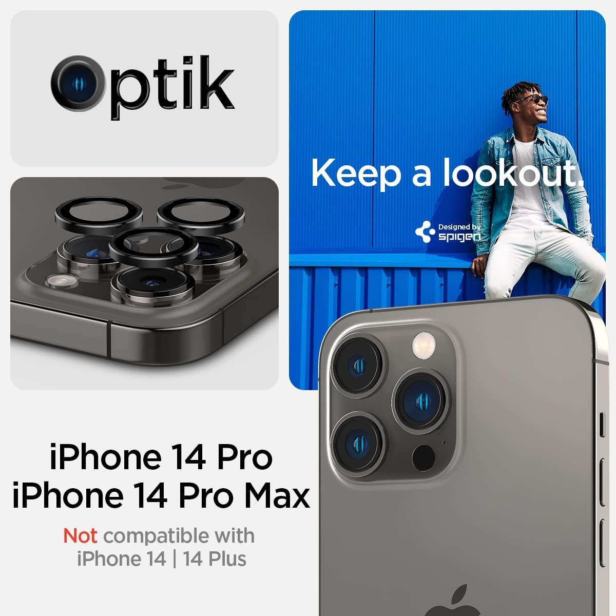 Spigen® (x2.Pack) GLAS.tR™ EZ FIT™ OPTIK PRO AGL05205 iPhone 14 Pro Max / 14 Pro Premium Tempered Glass Camera Lens Protector – Black