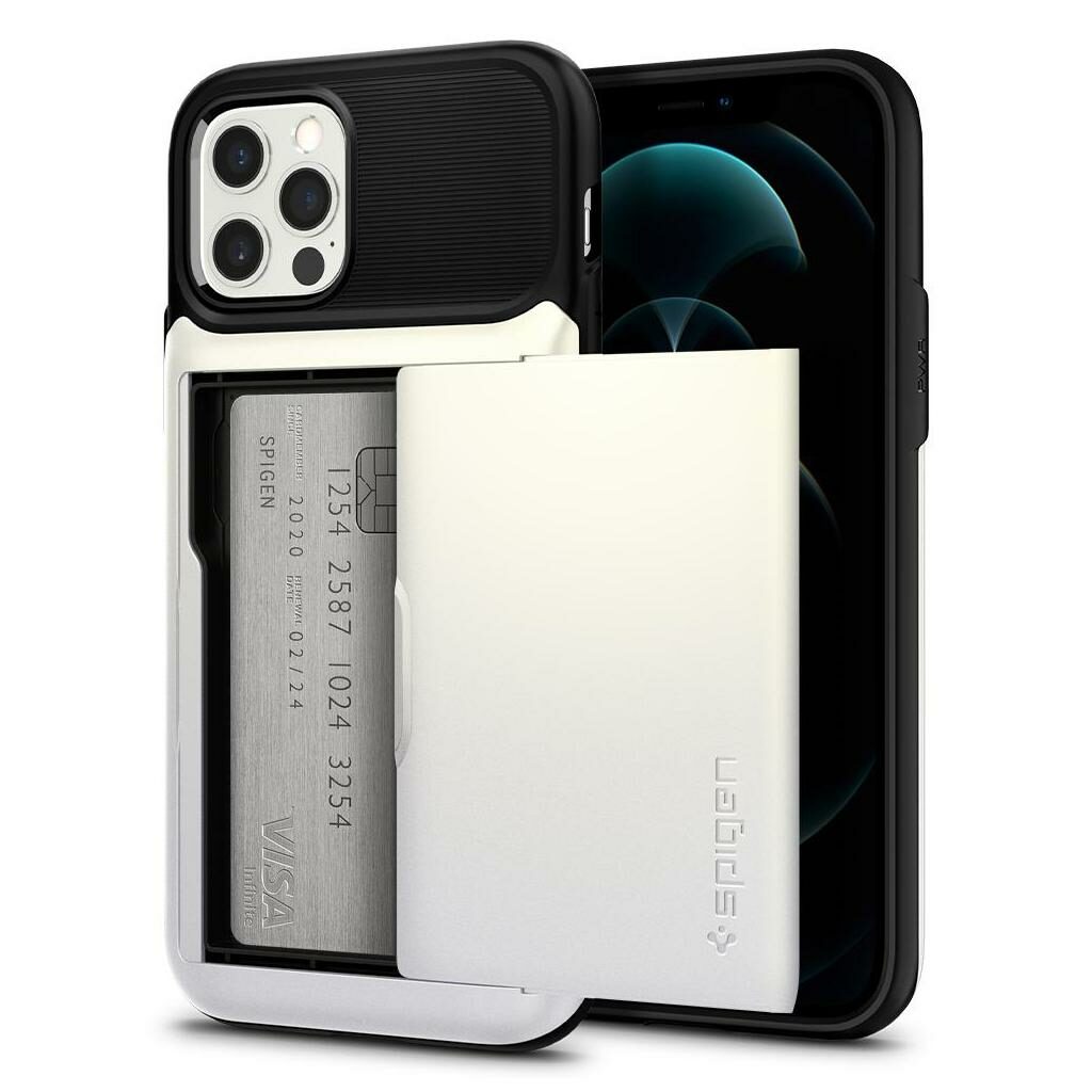 Spigen® Slim Armor™ Wallet ACS01530 iPhone 12 / 12 Pro Case - Pearl White