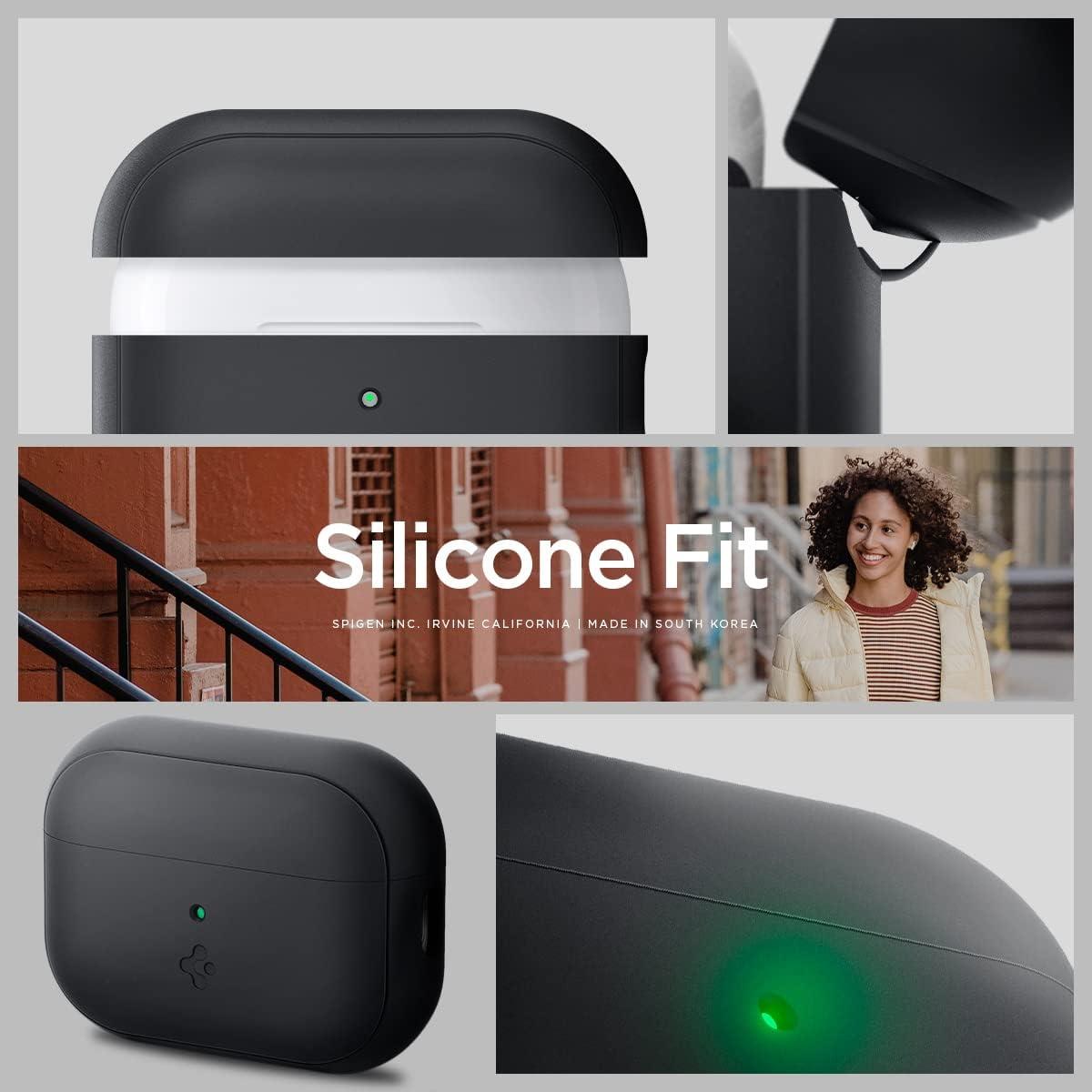 Spigen® Silicone Fit™ ACS05810 Apple AirPods Pro 2 Case - Black / Phantom Green