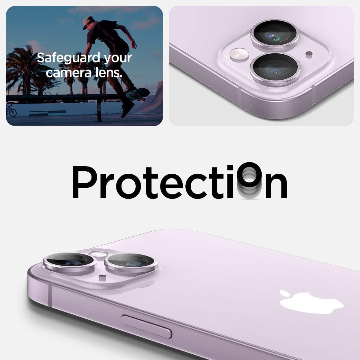 Spigen® (x2.Pack) GLAS.tR™ EZ FIT™ OPTIK PRO AGL05603 iPhone 14 / 14 Plus Premium Tempered Glass Camera Lens Protector – Purple