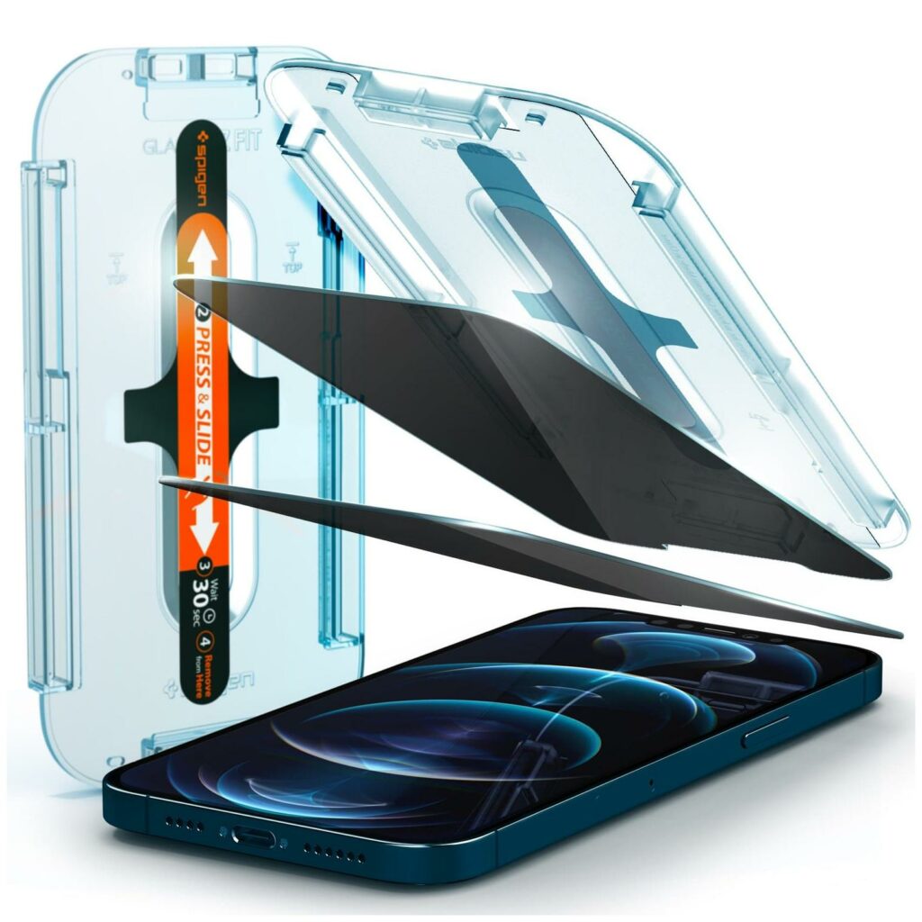 Spigen® (x2.Pack) GLAS.tR™ EZ FIT™ Privacy V2 AGL02520 iPhone 12 Pro Max Premium Tempered Glass Screen Protector