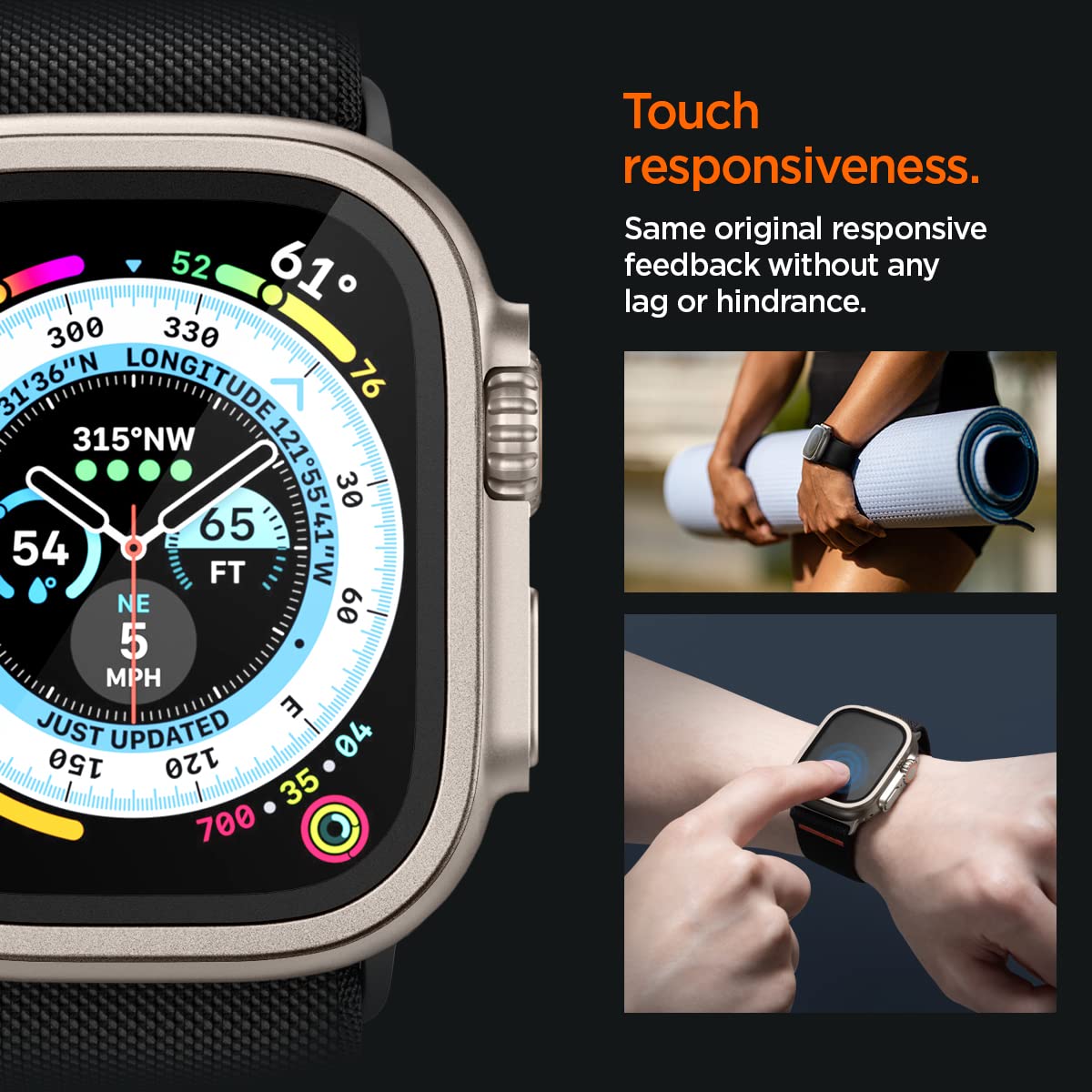Spigen Glas.tR Slim Pro Full Cover Tempered Glass Screen Protector for Apple Watch 49mm - Titanium