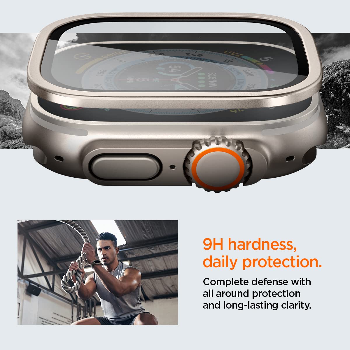 Spigen Glas.tR Slim Pro Full Cover Tempered Glass Screen Protector for Apple Watch 49mm - Titanium