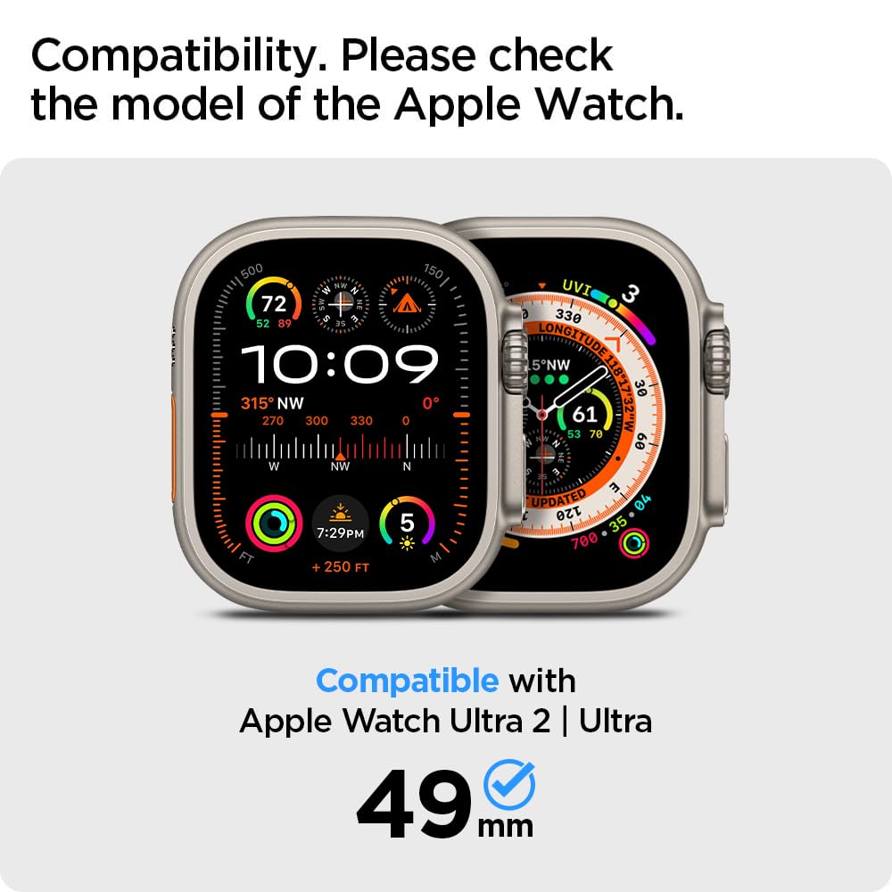 Spigen Glas.tR Slim Pro Full Cover Tempered Glass Screen Protector for Apple Watch 49mm - Titanium