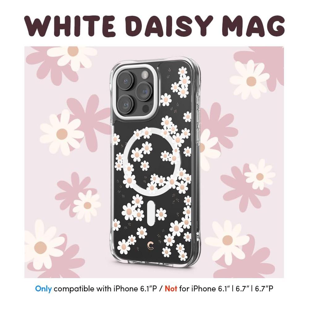 Spigen® Cecile Mag by Cyrill Collection ACS06759 iPhone 15 Pro Case – White Daisy