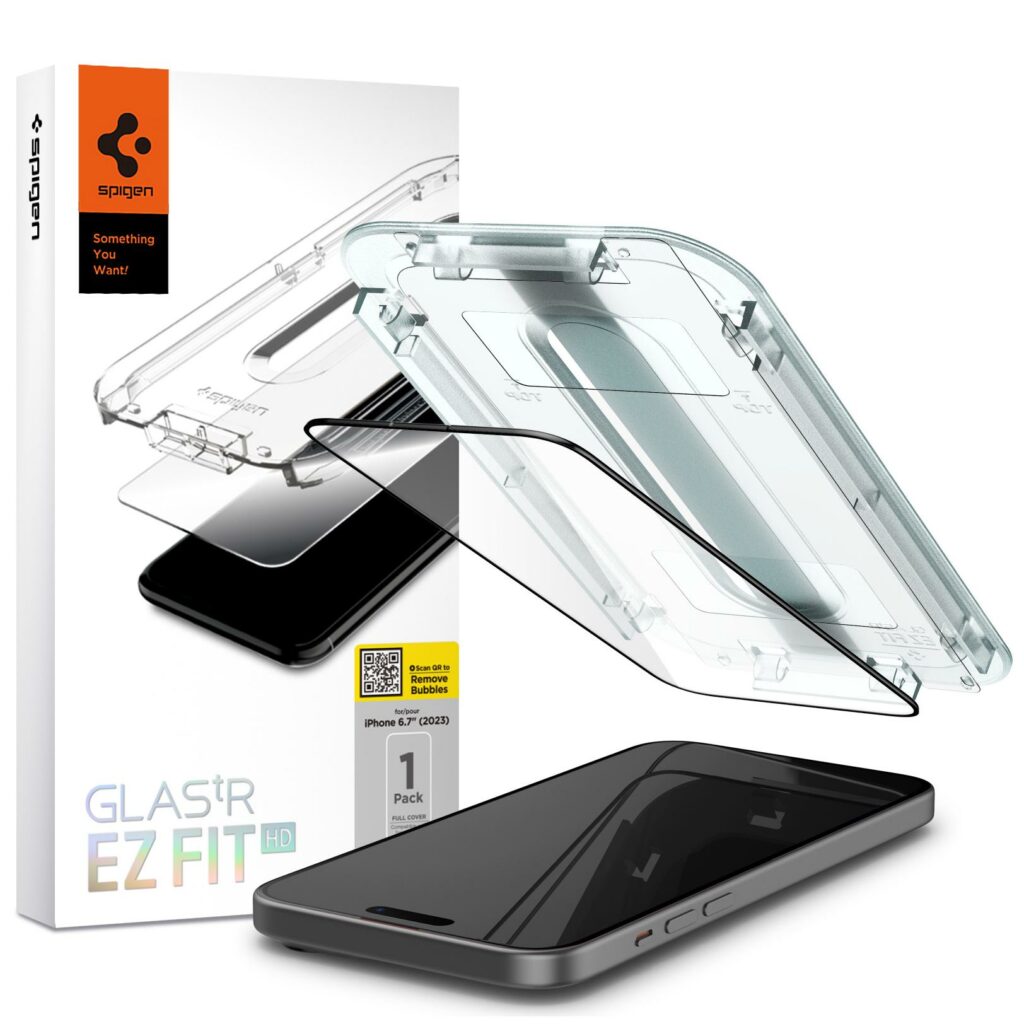 Spigen® GLAS.tR™ EZ FIT™ Full Cover HD AGL06888 iPhone 15 Plus Premium Tempered Glass Screen Protector