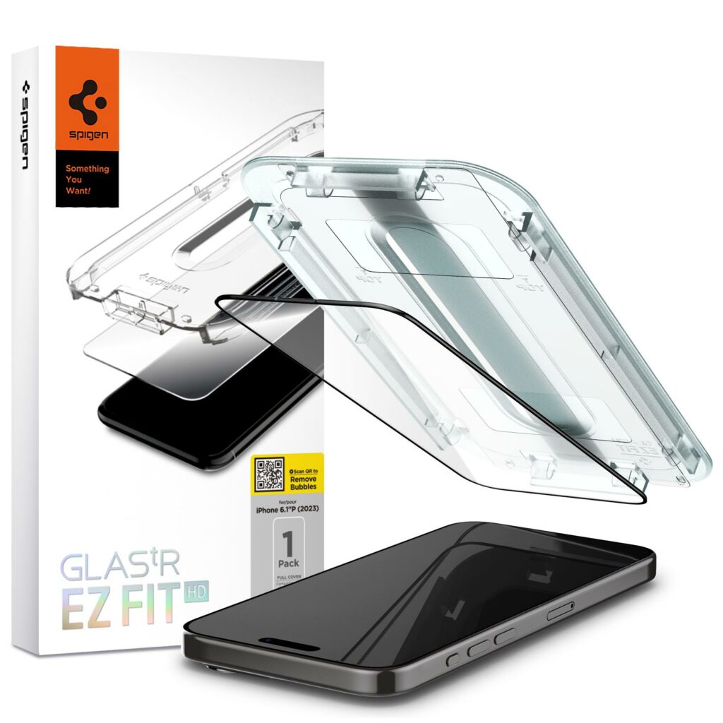 Spigen® GLAS.tR™ EZ FIT™ Full Cover HD AGL06899 iPhone 15 Pro Premium Tempered Glass Screen Protector