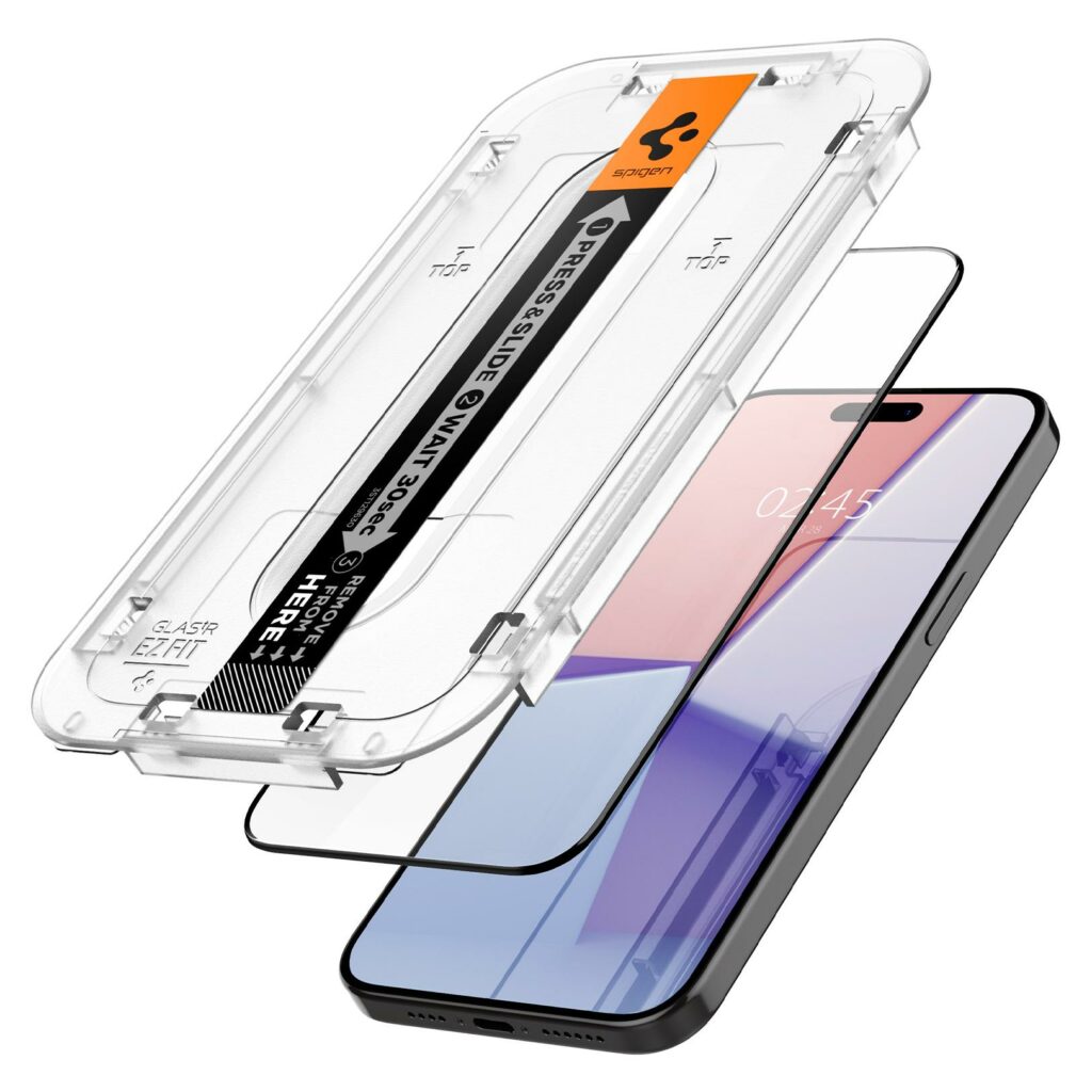 Spigen® GLAS.tR™ EZ FIT™ Full Cover HD AGL06899 iPhone 15 Pro Premium Tempered Glass Screen Protector
