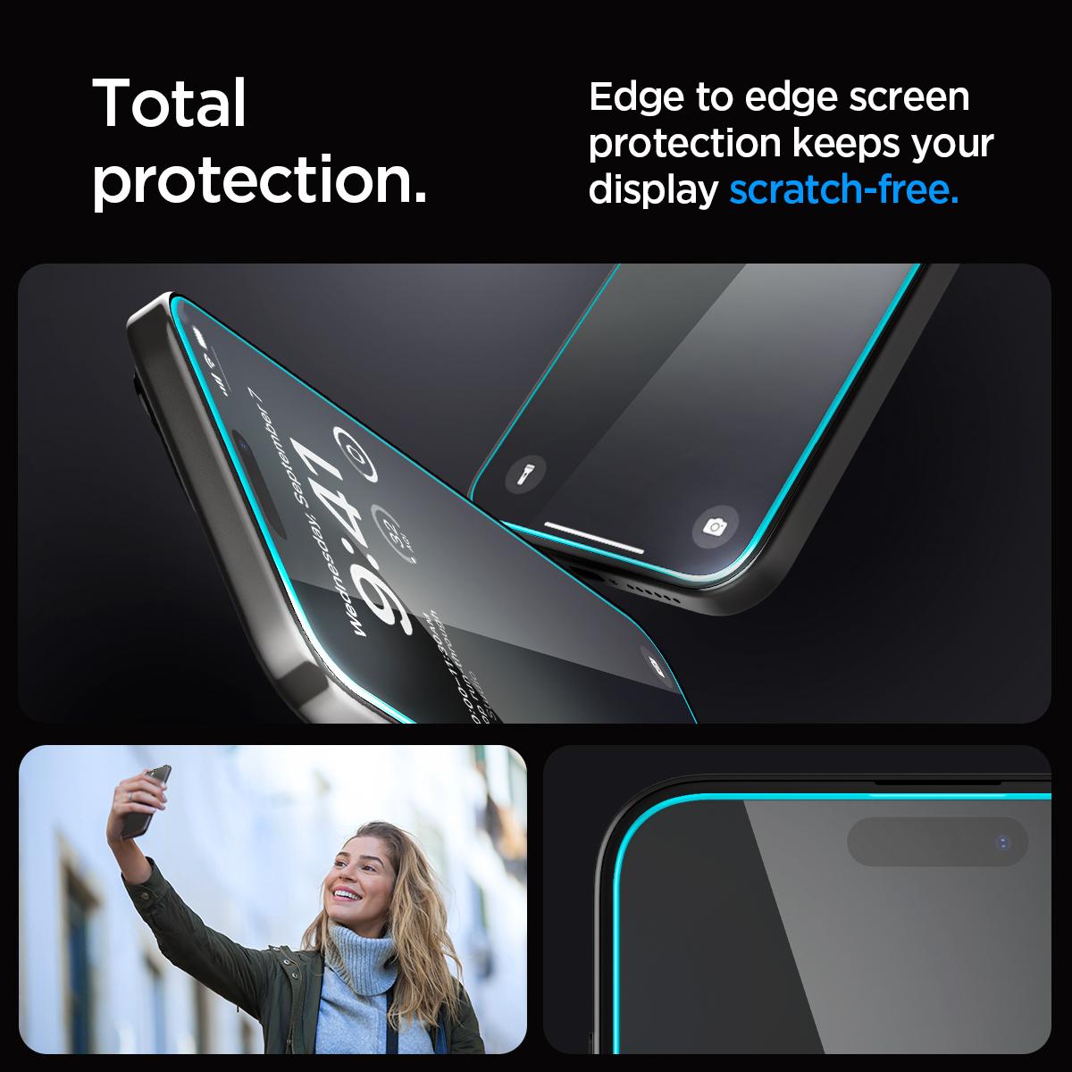 Spigen® GLAS.tR™ EZ FIT™ HD AGL06878 iPhone 15 Pro Max Premium Tempered Glass Screen Protector