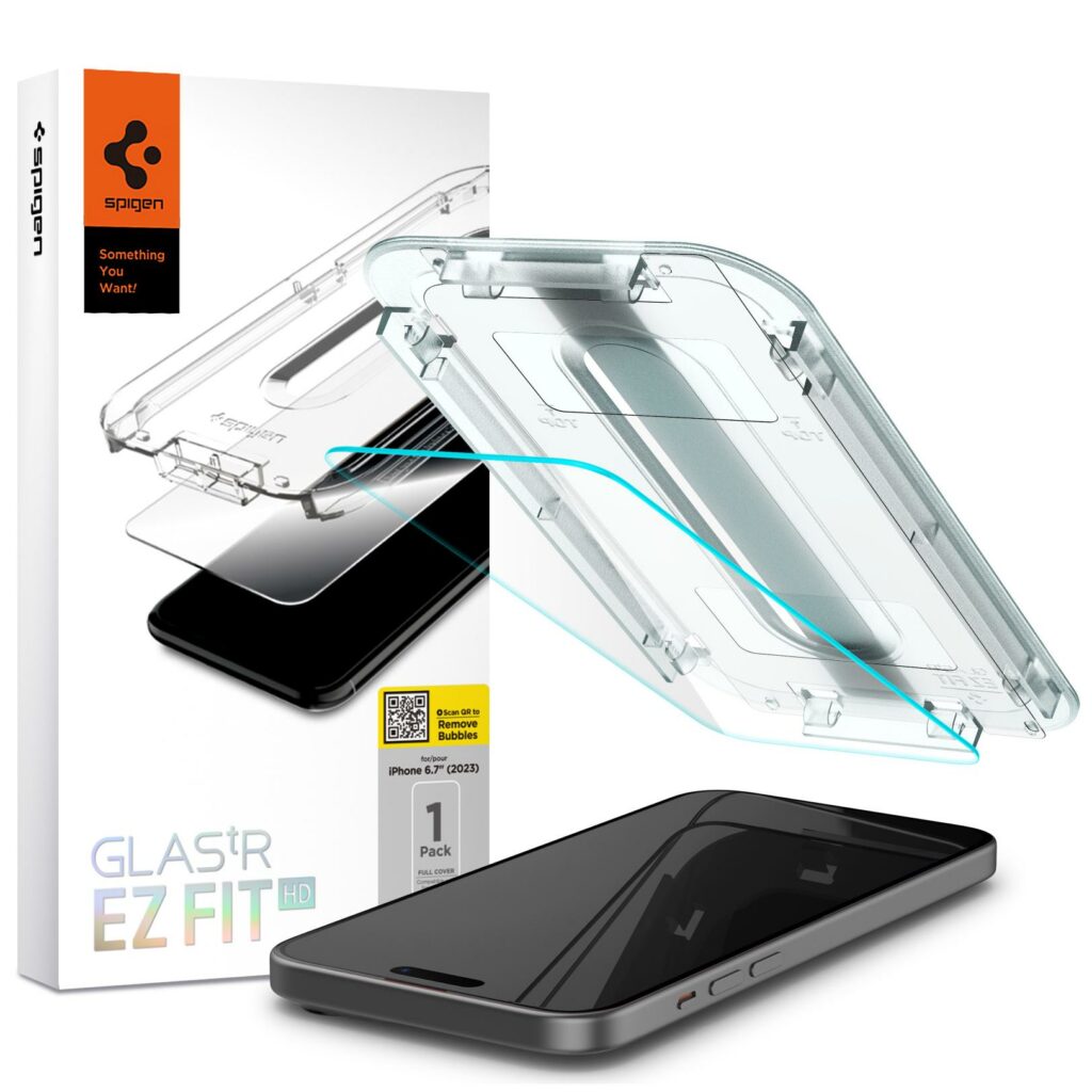 Spigen® GLAS.tR™ EZ FIT™ HD AGL06887 iPhone 15 Plus Premium Tempered Glass Screen Protector