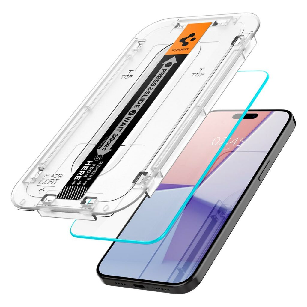 Spigen® GLAS.tR™ EZ FIT™ HD AGL06898 iPhone 15 Pro Premium Tempered Glass Screen Protector