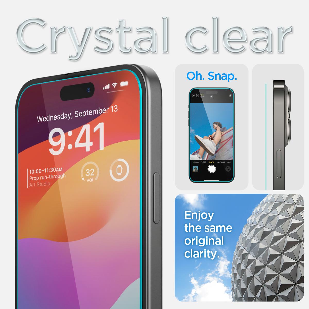 Spigen® GLAS.tR™ EZ FIT™ HD AGL06907 iPhone 15 Premium Tempered Glass Screen Protector