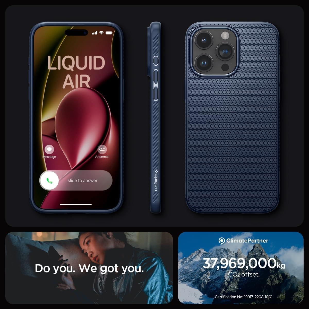 Spigen® Liquid Air™ ACS06563 iPhone 15 Pro Max Case - Navy Blue