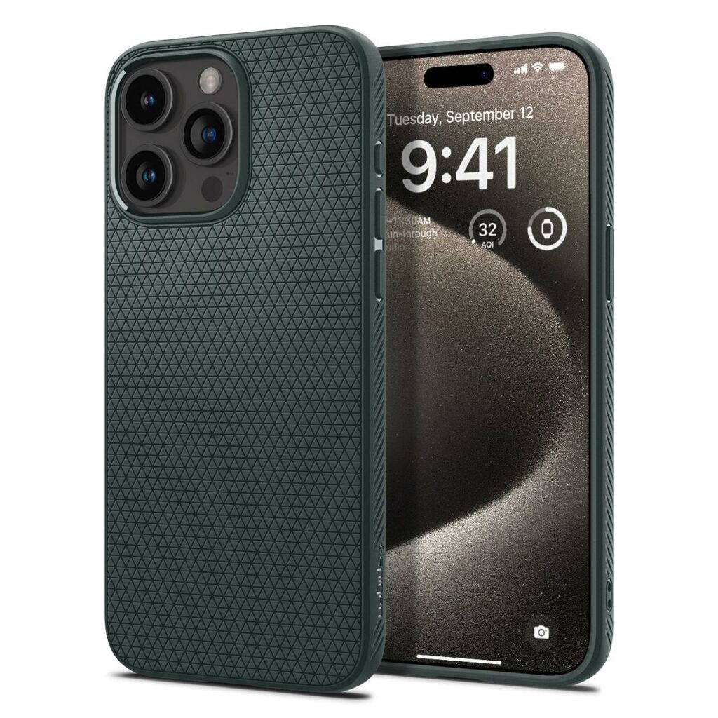 Spigen® Liquid Air™ ACS06564 iPhone 15 Pro Max Case - Abyss Green