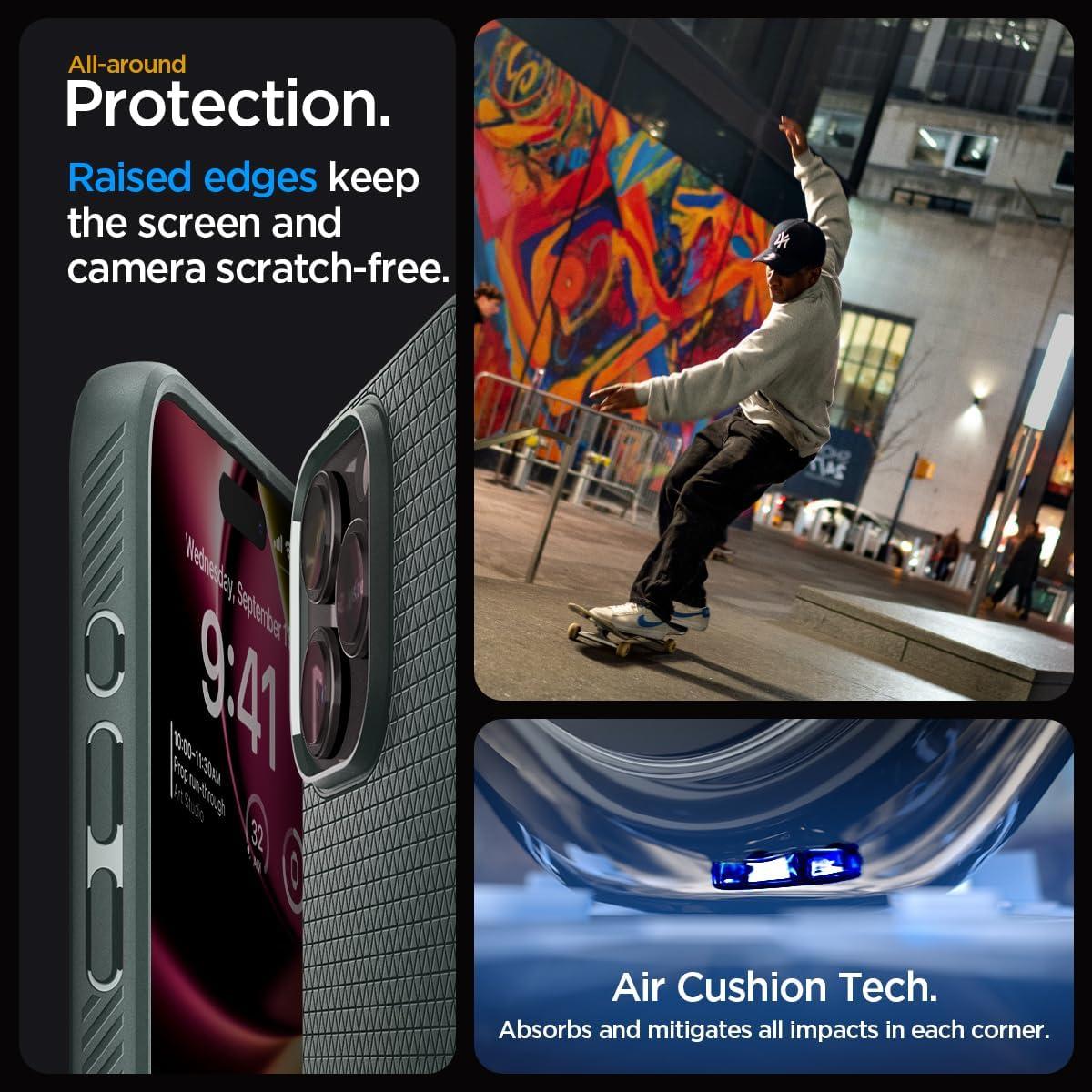 Spigen® Liquid Air™ ACS06564 iPhone 15 Pro Max Case - Abyss Green