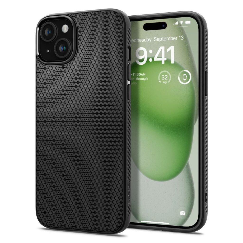 Spigen® Liquid Air™ ACS06650 iPhone 15 Plus Case - Matte Black