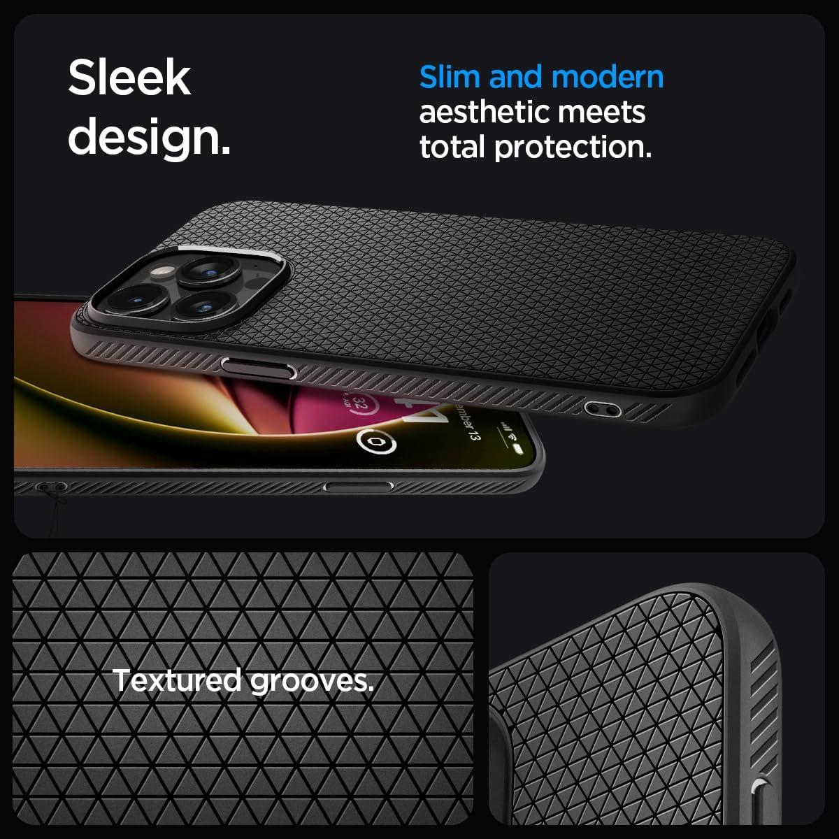 Spigen® Liquid Air™ ACS06704 iPhone 15 Pro Case - Matte Black