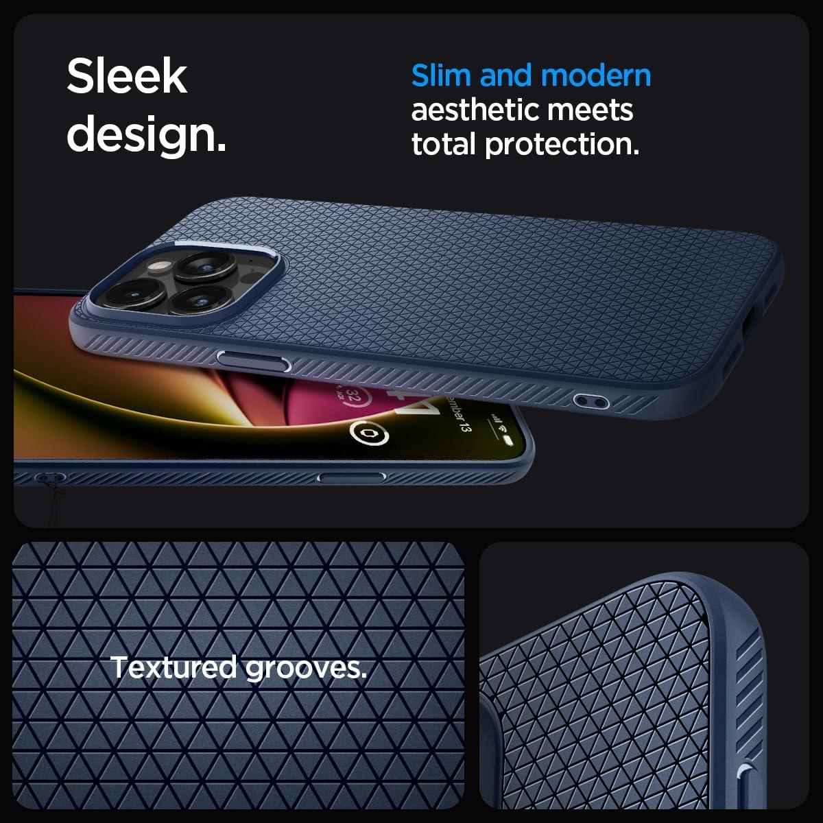 Spigen® Liquid Air™ ACS06705 iPhone 15 Pro Case - Navy Blue