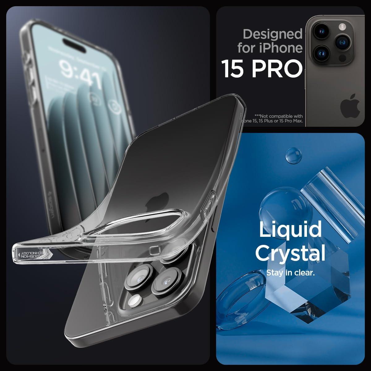 Spigen® Liquid Crystal™ ACS06699 iPhone 15 Pro Case - Crystal Clear