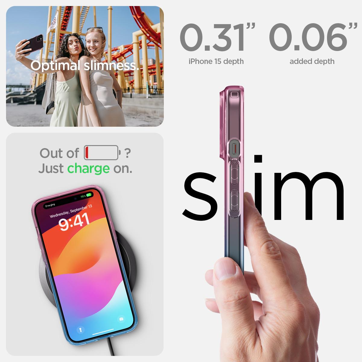 Spigen® Liquid Crystal™ ACS06787 iPhone 15 Case - Gradation Pink