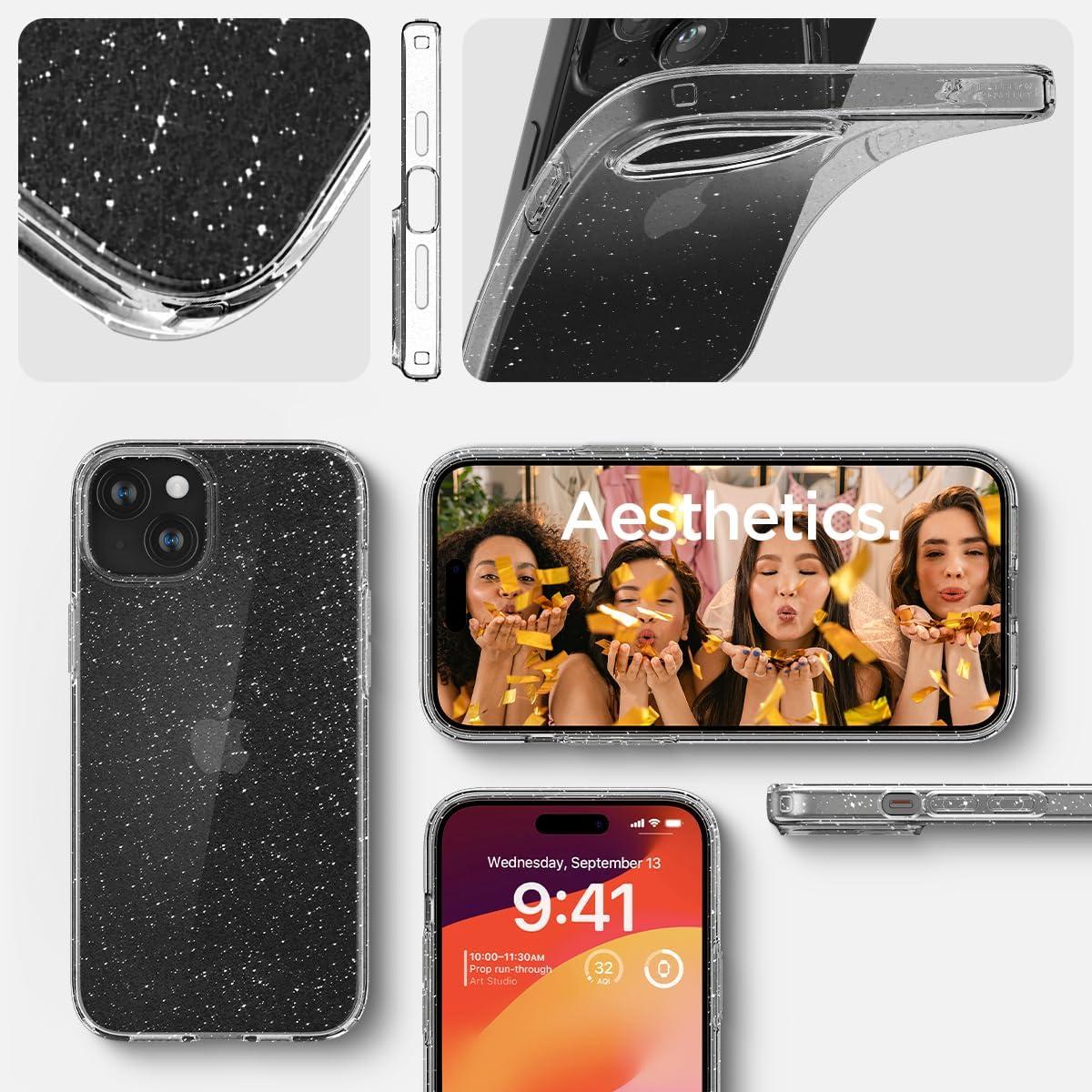 Spigen® Liquid Crystal™ Glitter ACS06788 iPhone 15 Case - Crystal Quartz