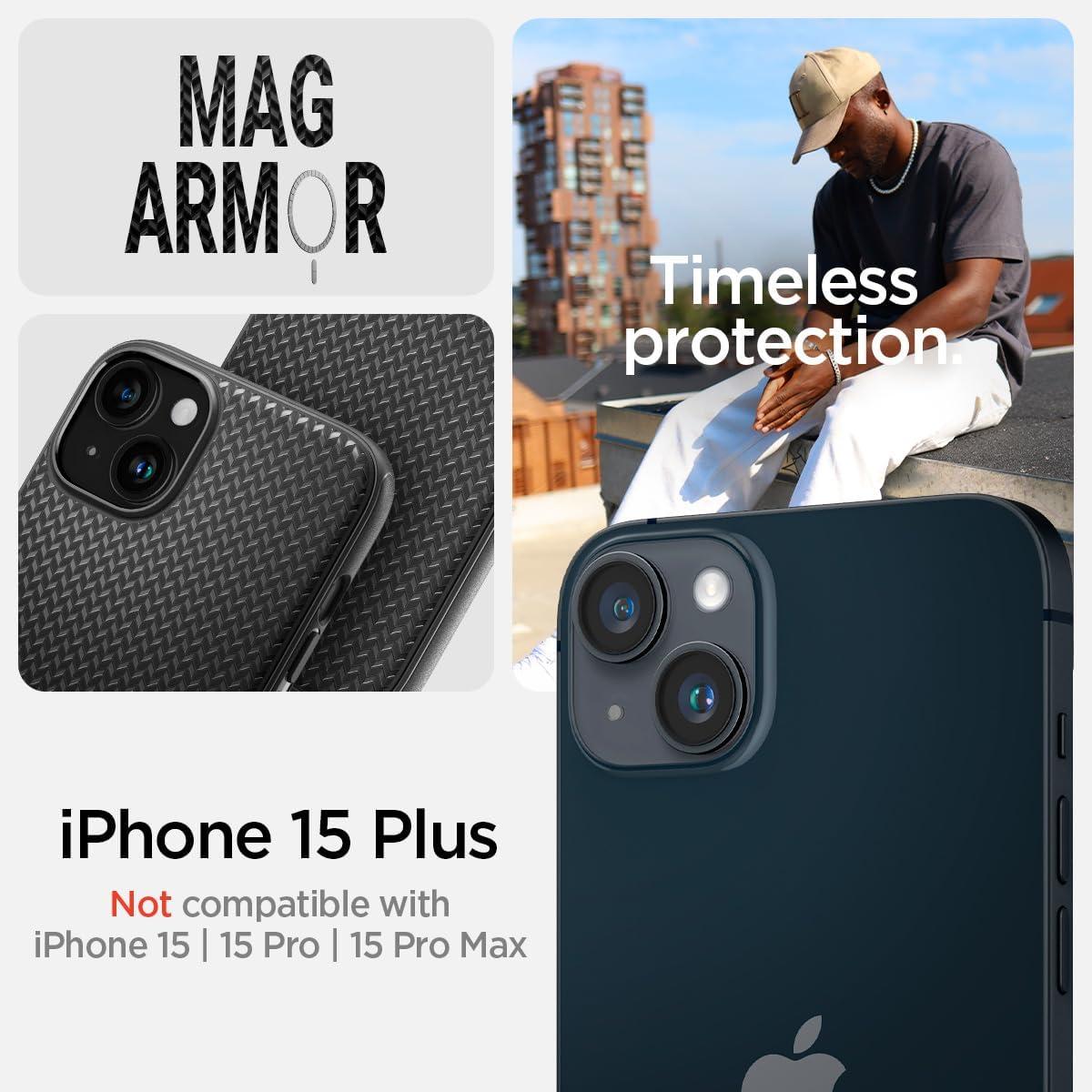 Spigen® Mag Armor™ (MagFit) ACS06671 iPhone 15 Plus Case - Matte Black