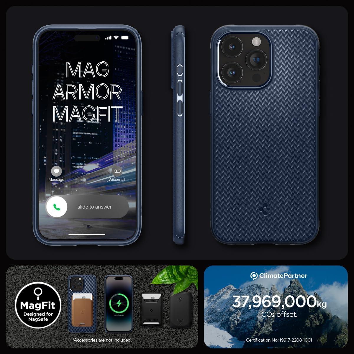 Spigen® Mag Armor™ (MagFit) ACS06737 iPhone 15 Pro Case - Navy Blue