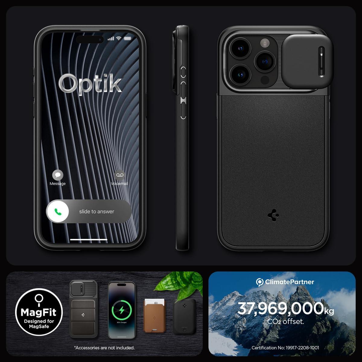 Spigen® Optik Armor™ (MagFit) ACS06599 iPhone 15 Pro Max Case - Black