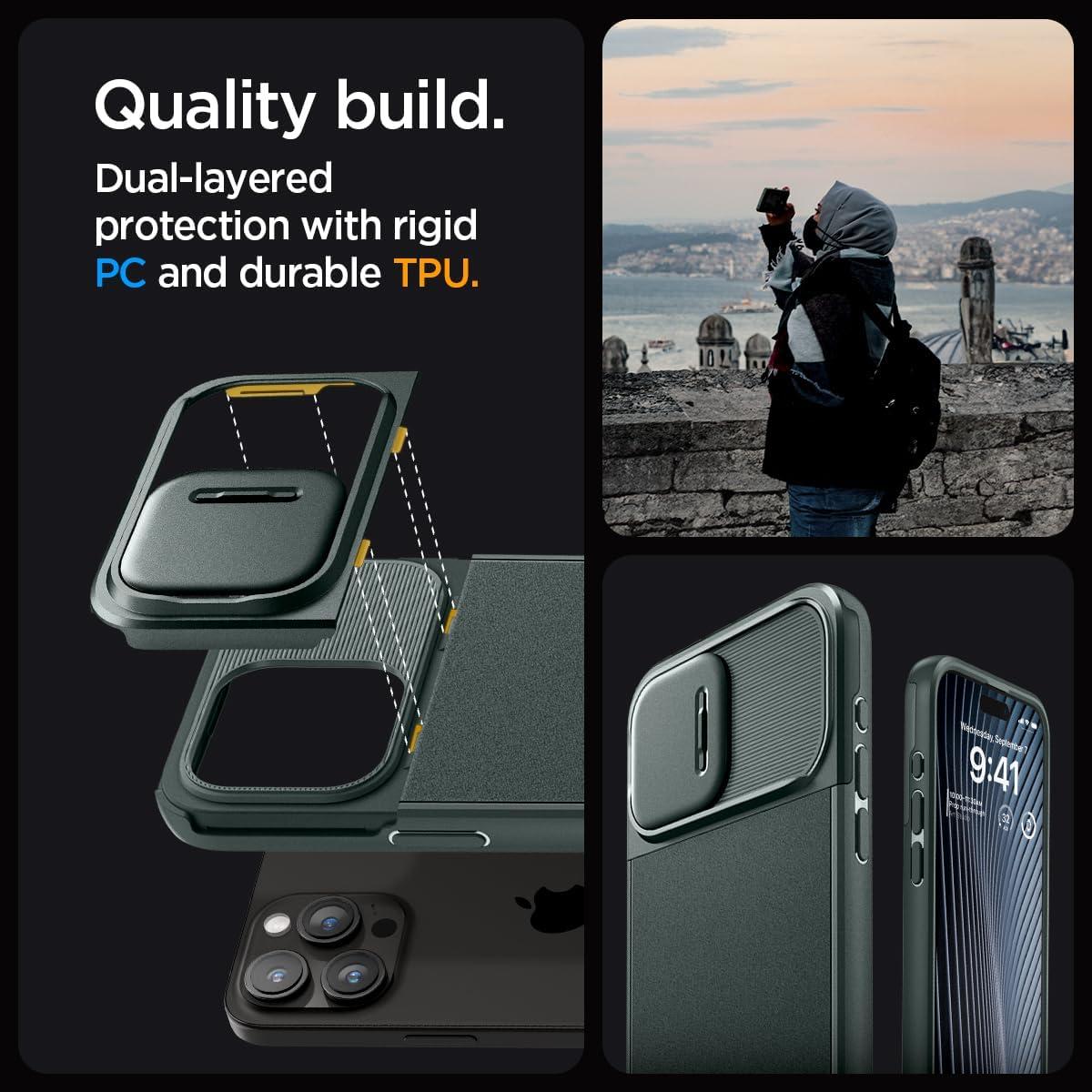 Spigen® Optik Armor™ (MagFit) ACS06600 iPhone 15 Pro Max Case - Abyss Green