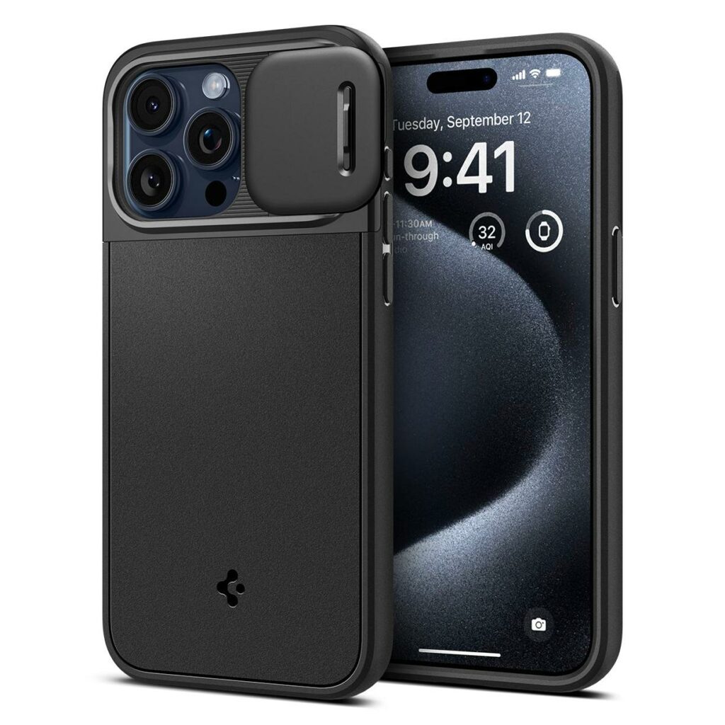 Spigen® Optik Armor™ (MagFit) ACS06738 iPhone 15 Pro Case - Black