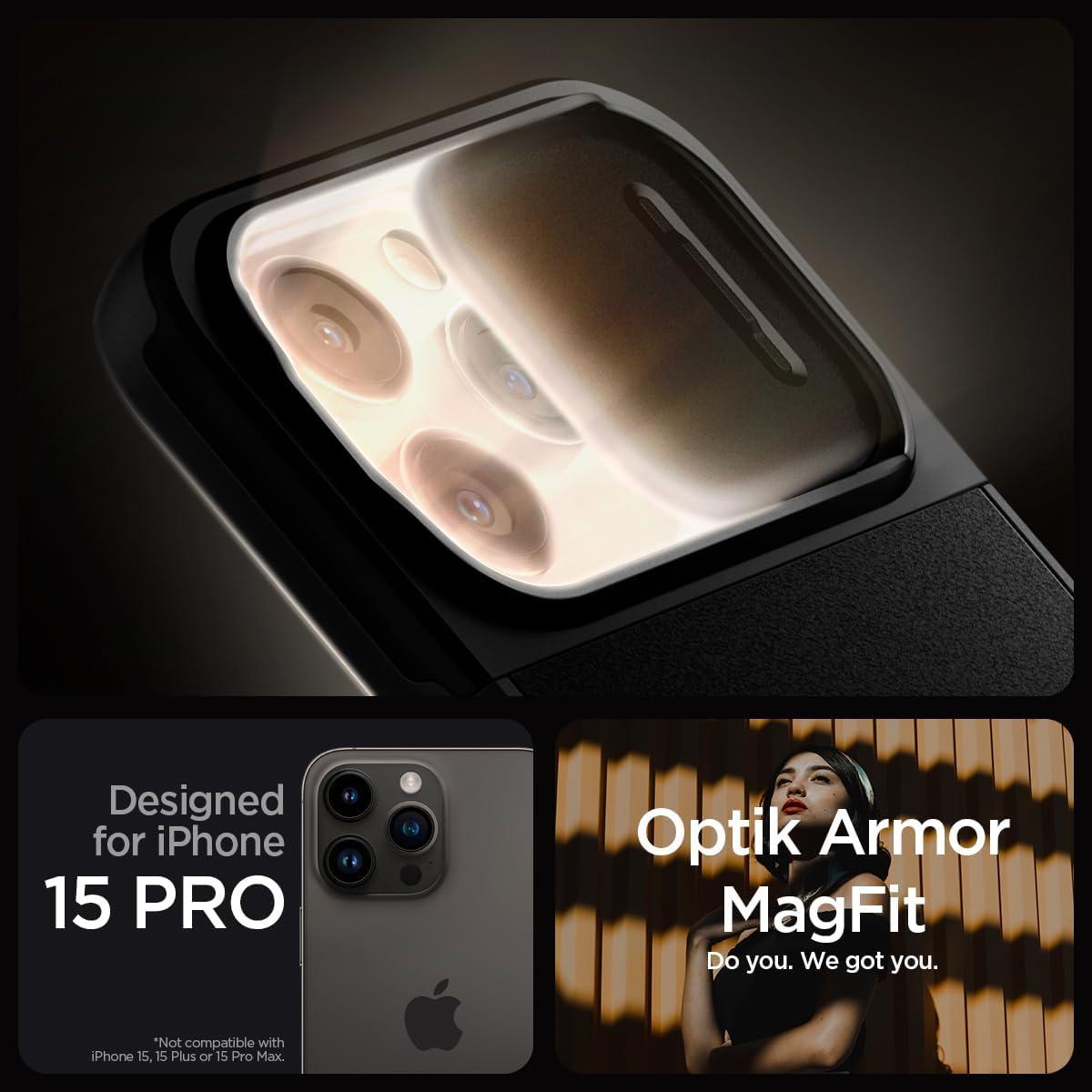 Spigen® Optik Armor™ (MagFit) ACS06738 iPhone 15 Pro Case - Black