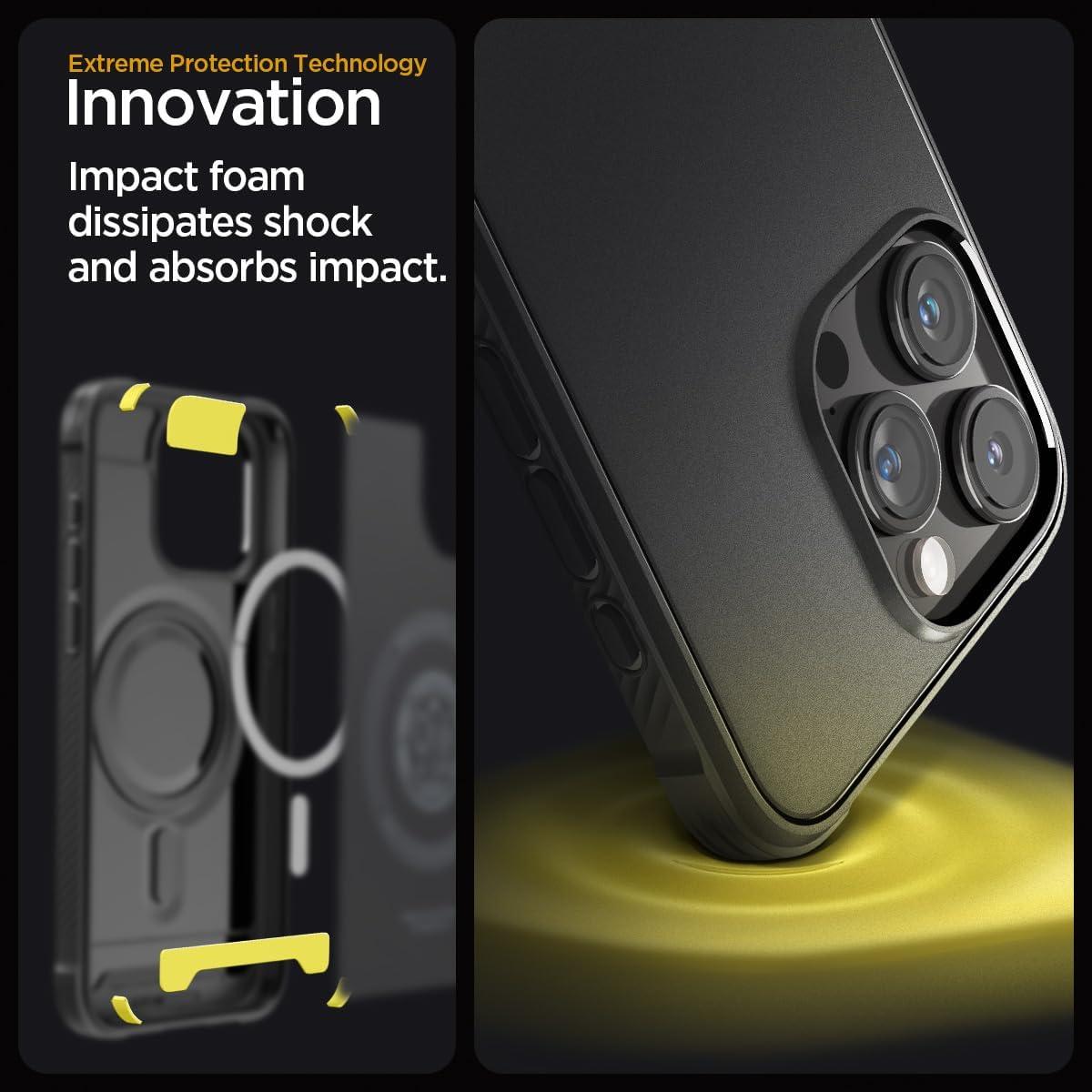 Spigen® Rugged Armor™ (MagFit) ACS06703 iPhone 15 Pro Case - Matte Black