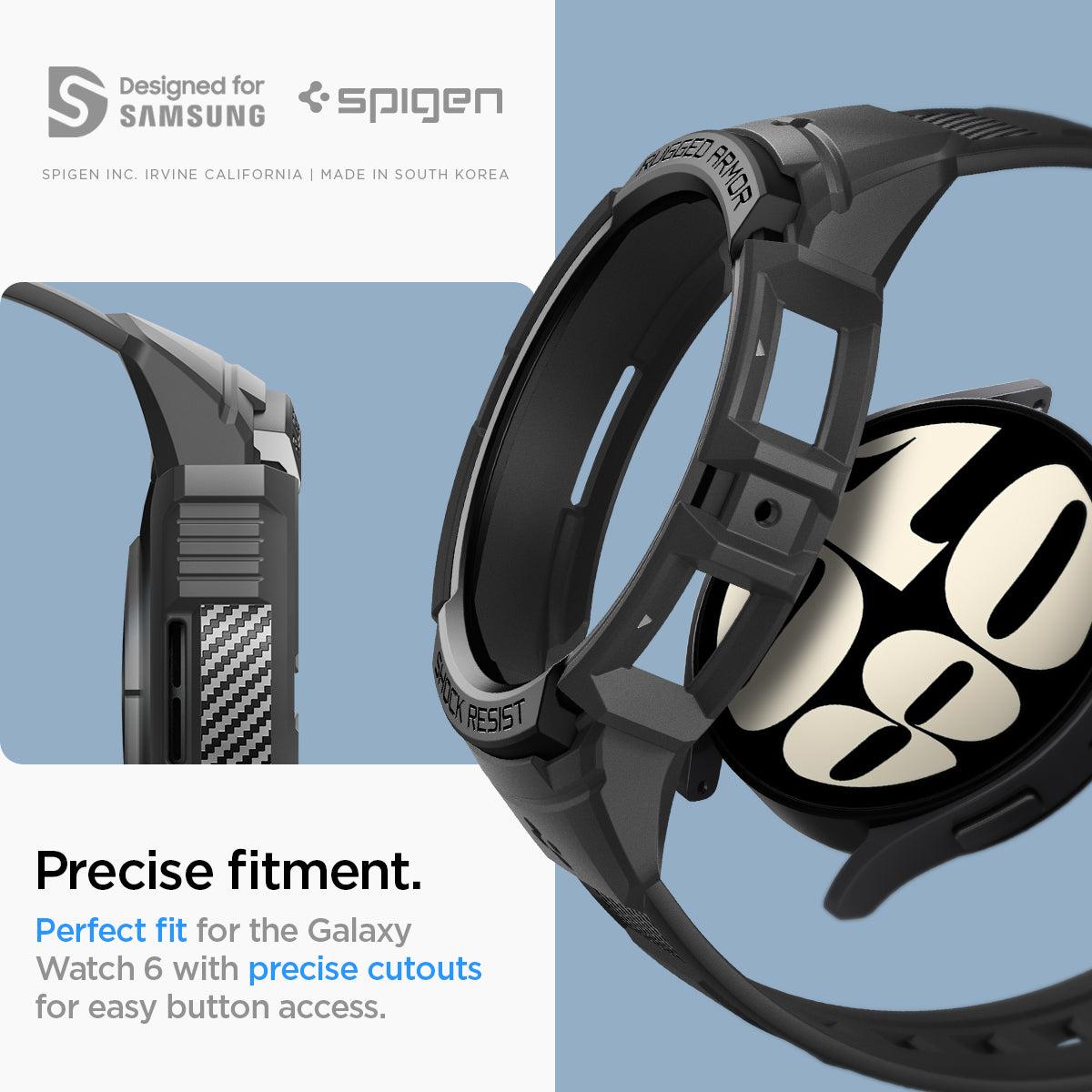 Spigen® Rugged Armor™ Pro ACS06496 Samsung Galaxy Watch 6 (44mm) Case - Black