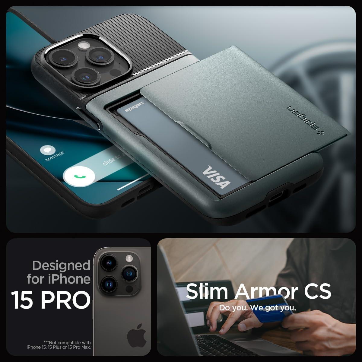 Spigen® Slim Armor™ CS ACS06731 iPhone 15 Pro Case - Abyss Green