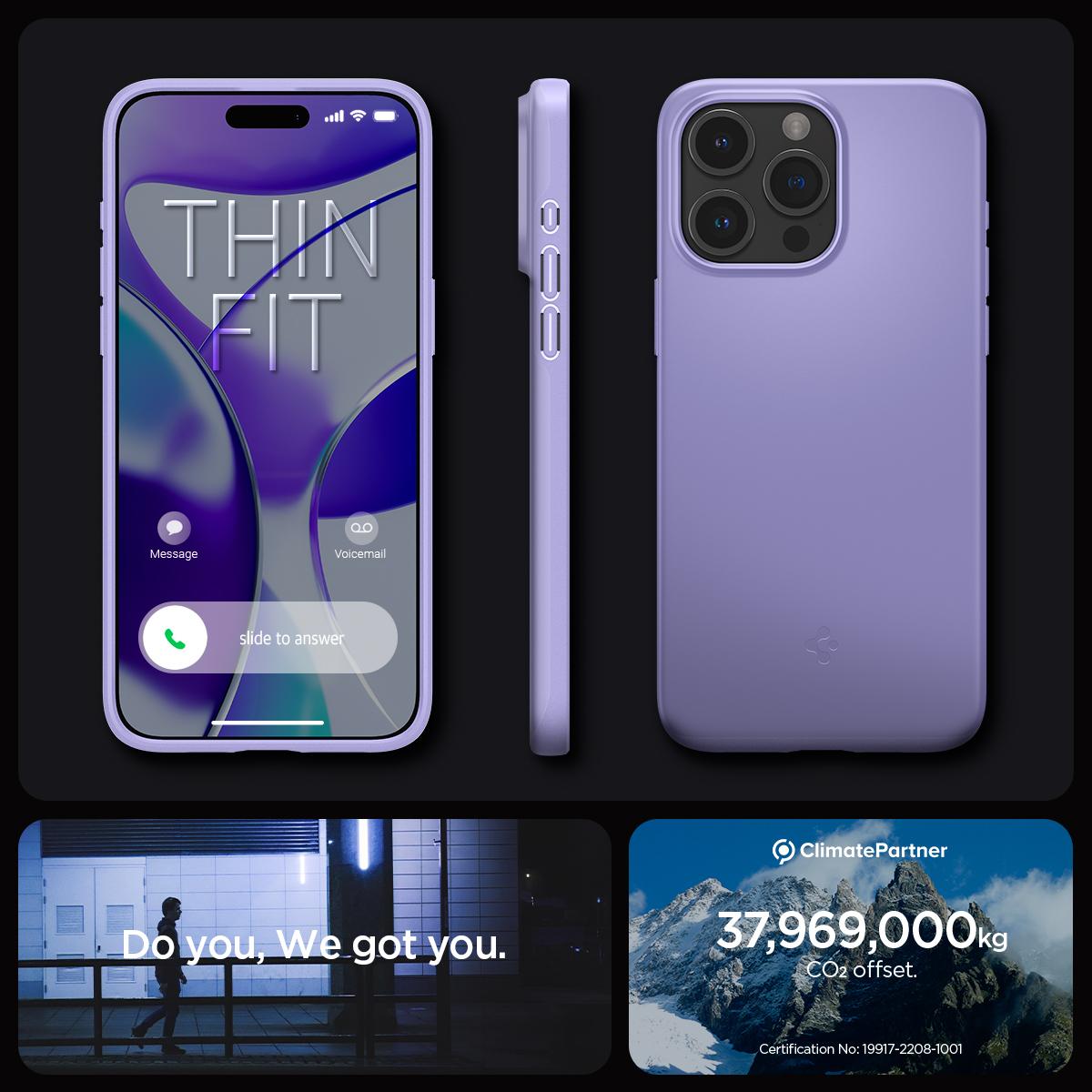 Spigen® Thin Fit™ ACS06549 iPhone 15 Pro Max Case - Iris Purple