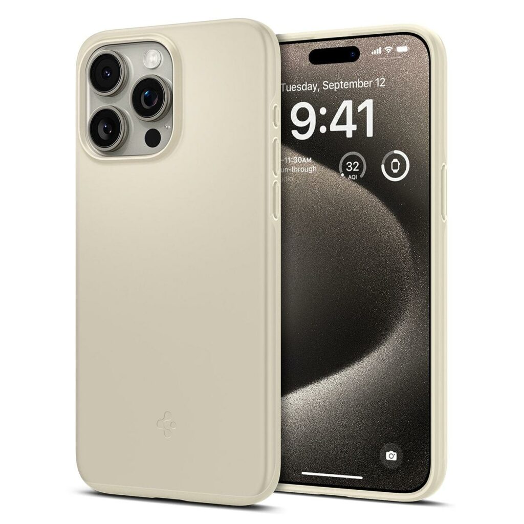Spigen® Thin Fit™ ACS06551 iPhone 15 Pro Max Case - Mute Beige