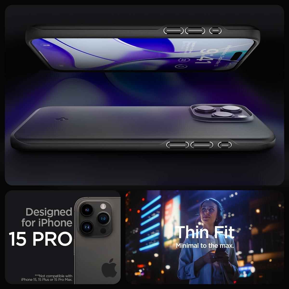 Spigen® Thin Fit™ ACS06686 iPhone 15 Pro Case - Black