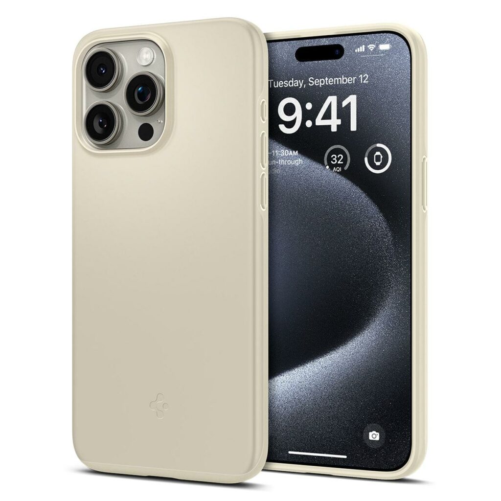 Spigen® Thin Fit™ ACS06694 iPhone 15 Pro Case - Mute Beige