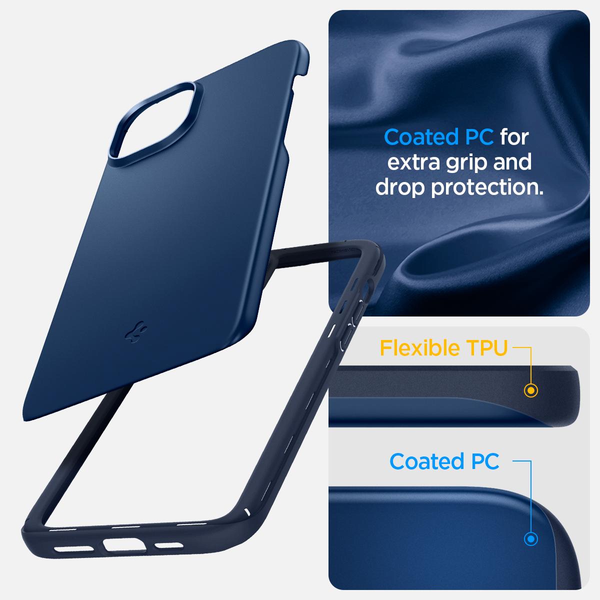 Spigen® Thin Fit™ ACS06777 iPhone 15 Case - Navy Blue